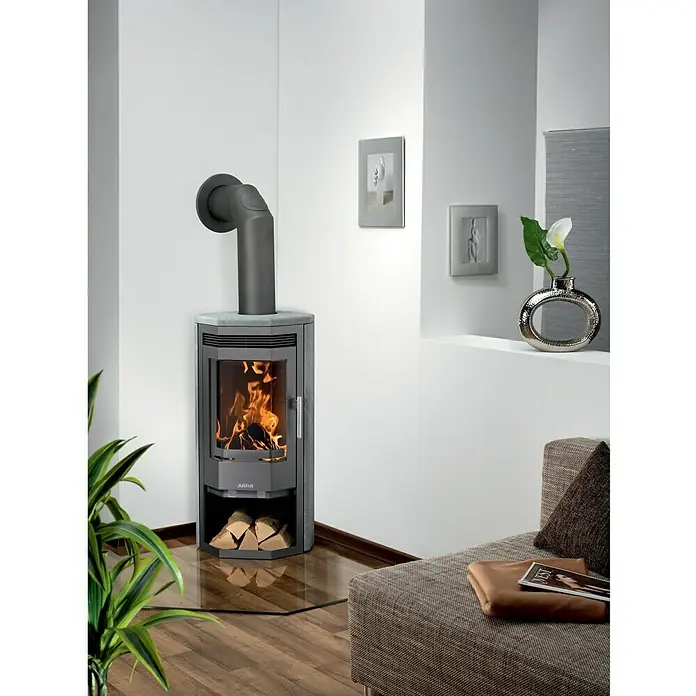 Justus Kaminofen Usedom 5 II - 5 kW, Raumheizvermögen: 88 m³, Verkleidung: Speckstein, Gussgrau - Ansicht von oben