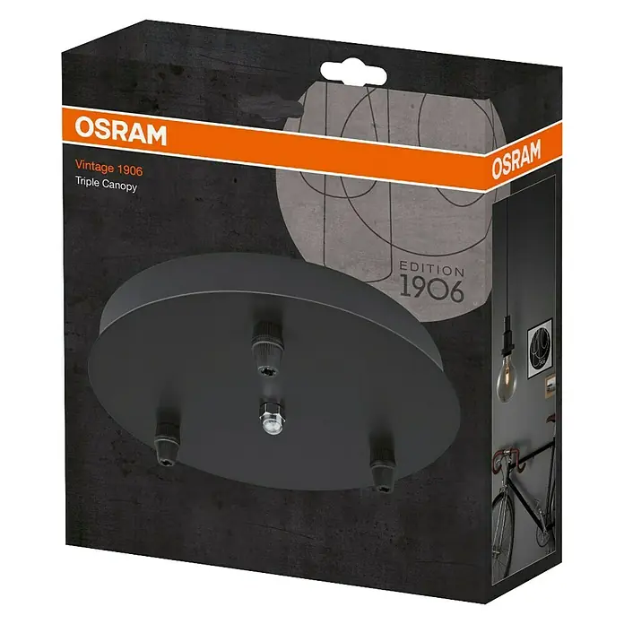 Osram Strop rozeta Triple Canopy Vintage 1906 - Crne boje, Promjer: 200 mm