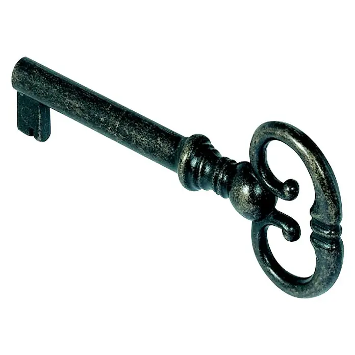 Siersleutel Gebruneerd, versierd - Bruikbare steellengte: 38 mm - Vooraanzicht