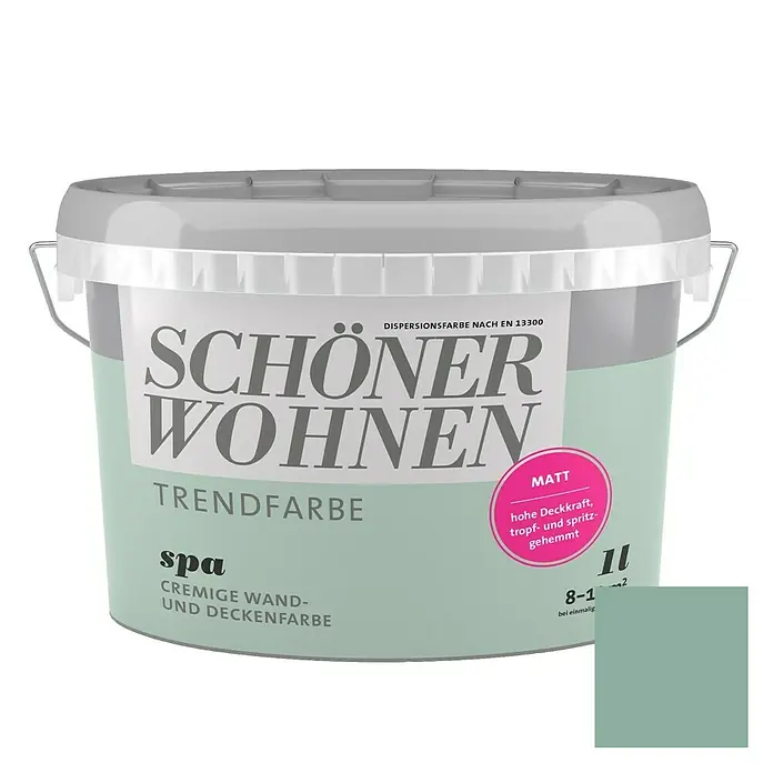 SCHÖNER WOHNEN-Farbe Wandfarbe Trendfarbe Limited Collection - Spa, 1 l, Matt, Konservierungsmittelfrei - Vorderansicht