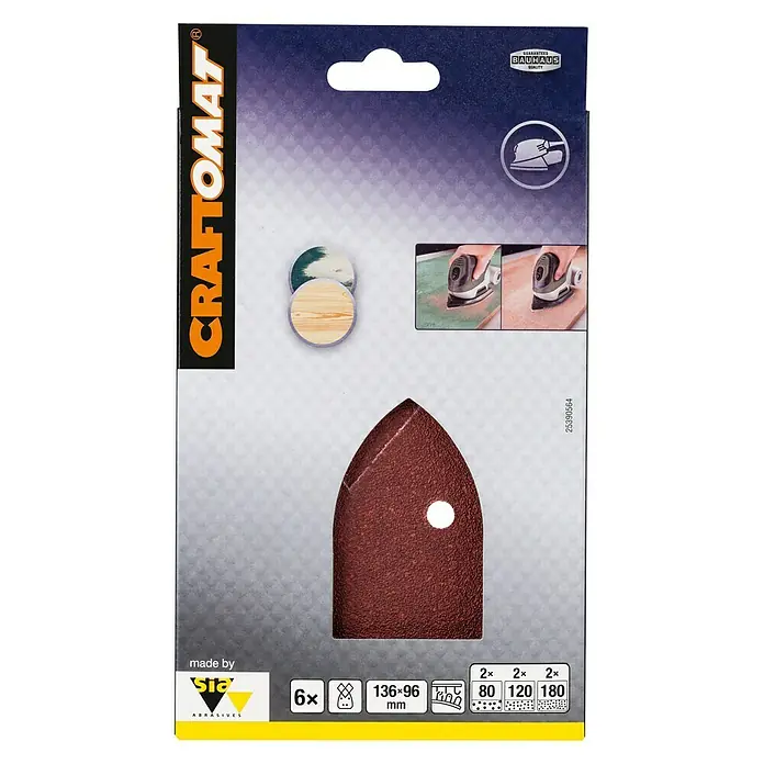 Craftomat Set brusnih listova - 6 Kom., Namijenjeno za: Black & Decker - Pogled sprijeda