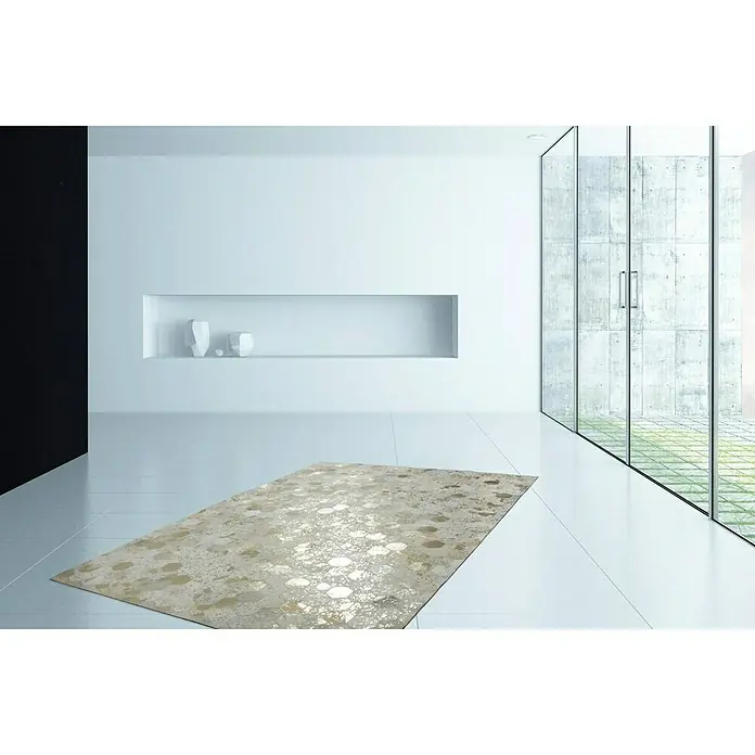 Kayoom Echtlederteppich Dazzle 200 - Elfenbein/Gold, L x B: 150 x 80 cm, 100 % Leder - Stimmungsaufnahme