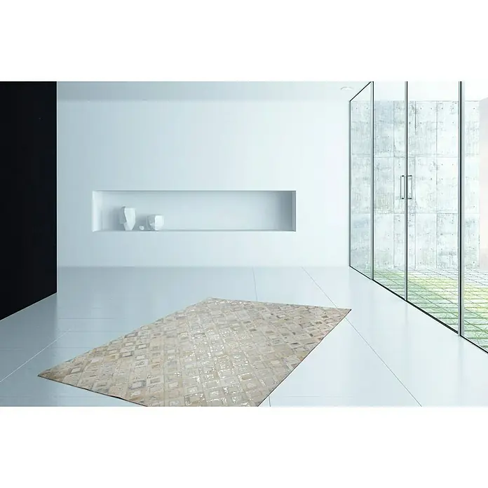 Kayoom Echtlederteppich Dazzle 100 - Grau, Silber, L x B: 230 x 160 cm, 100 % Leder - Stimmungsaufnahme