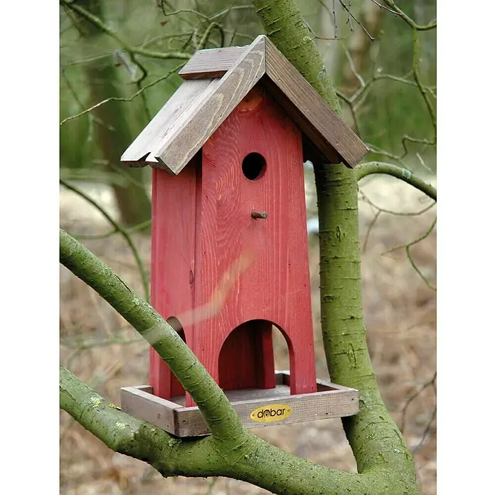 Dobar Vogelhaus Penthouse - 26,5 x 18,5 x 45 cm, Rot/Braun - Stimmungsaufnahme