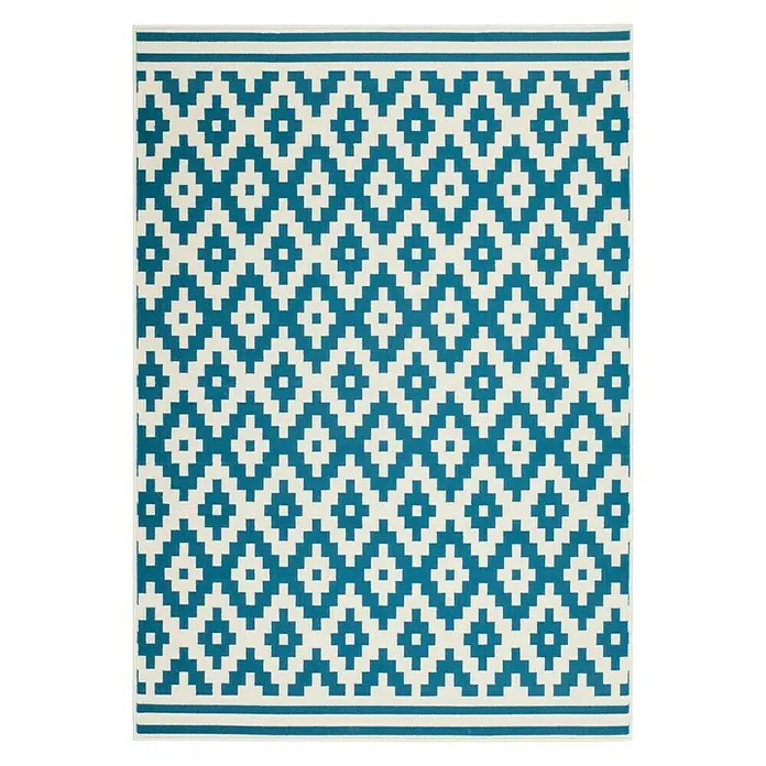 Kayoom Teppich Stella - Elfenbein/Türkis, L x B: 230 x 160 cm, 100 % Polypropylen - Vorderansicht