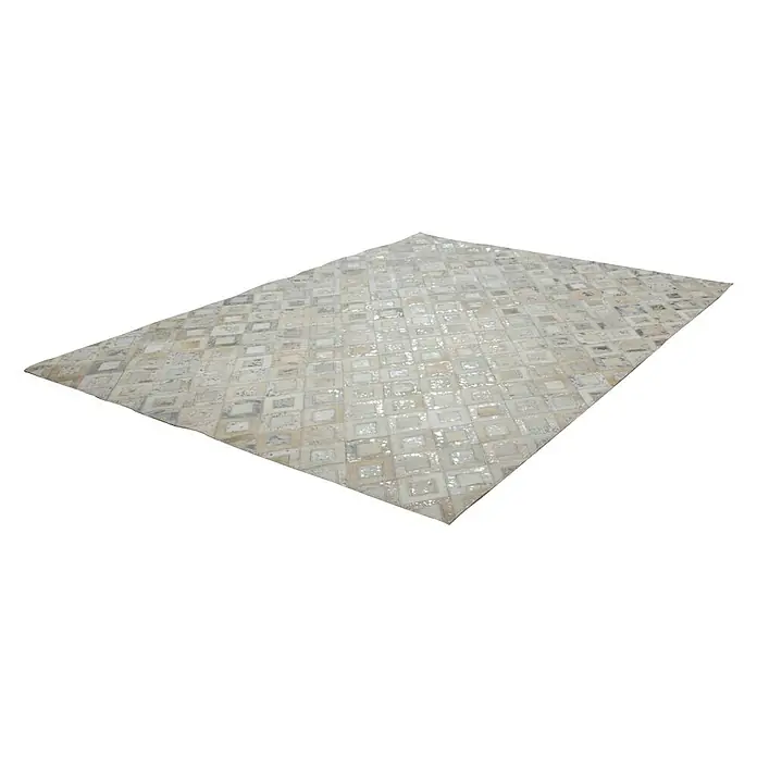 Kayoom Echtlederteppich Dazzle 100 - Grau, Silber, L x B: 230 x 160 cm, 100 % Leder - Ansicht von oben
