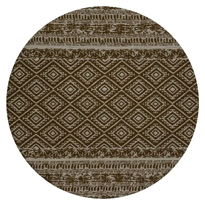 Kayoom Teppich Sunny Rund 100 - Braun, Beige, Durchmesser: 120 cm, 100% Polyester - Vorderansicht