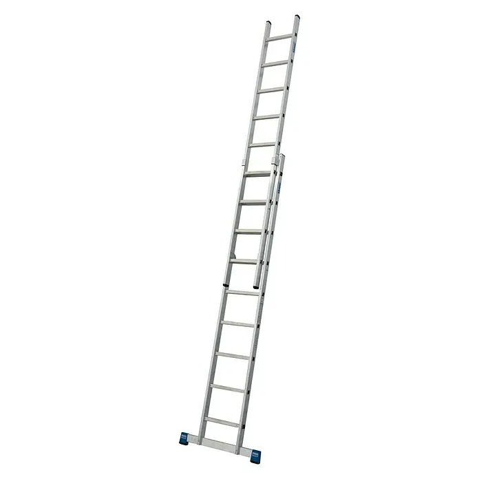 Krause Stabilo Sprossen-Schiebeleiter - Arbeitshöhe: 5,25 m, 2 x 9 Sprossen, Aluminium - Linke Seitenansicht
