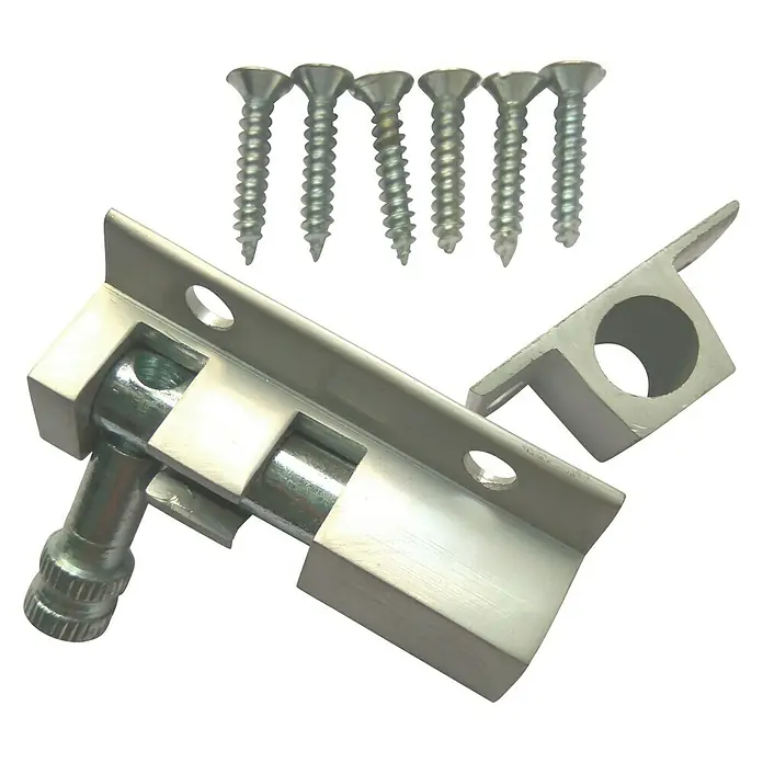 Cerrojo - Largo: 60 mm, Aluminio, Plateado