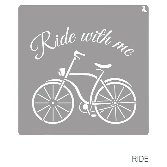 La Pajarita Plantilla decorativa Stencil Ride - Bicicleta, 20 x 20 cm, Plástico