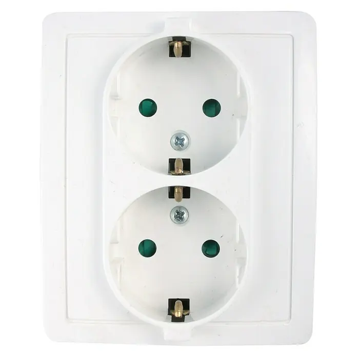 Simon 15 Enchufe doble 2 P+TT - Blanco, En pared