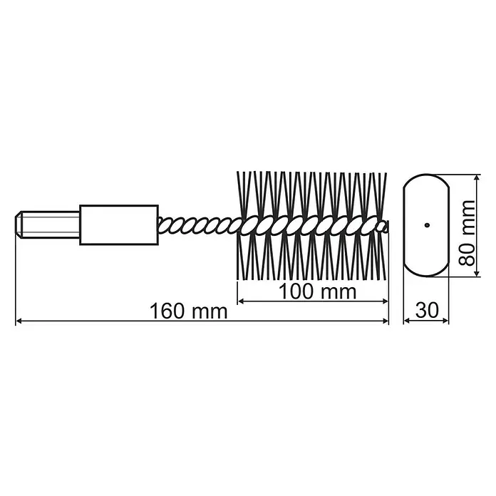 Profilbürstenkopf - 80 x 30 mm, Geeignet für: Reinigung von Ofenrohren - Detailaufnahme