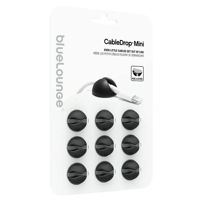 Fijación para cables de clip Drop - Negro, 9 ud.