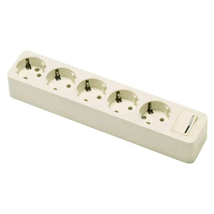 Famatel Base de enchufe múltiple con interruptor - Número de enchufes Schuko: 5 ud., Blanco