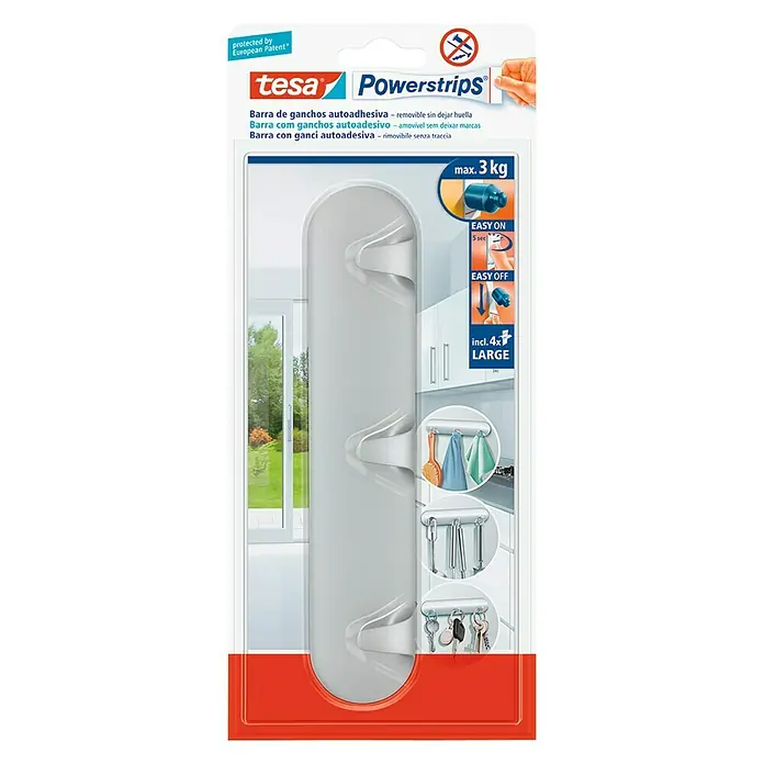 Tesa Powerstrips Colgador Multigancho - 1 ud., Gris