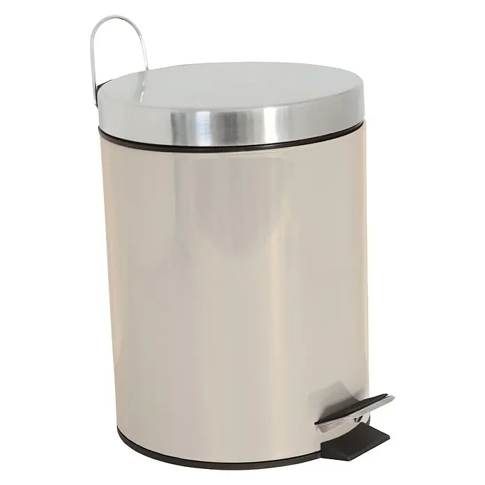 MSV Cubo con pedal - 3 l, Beige, Acero inoxidable