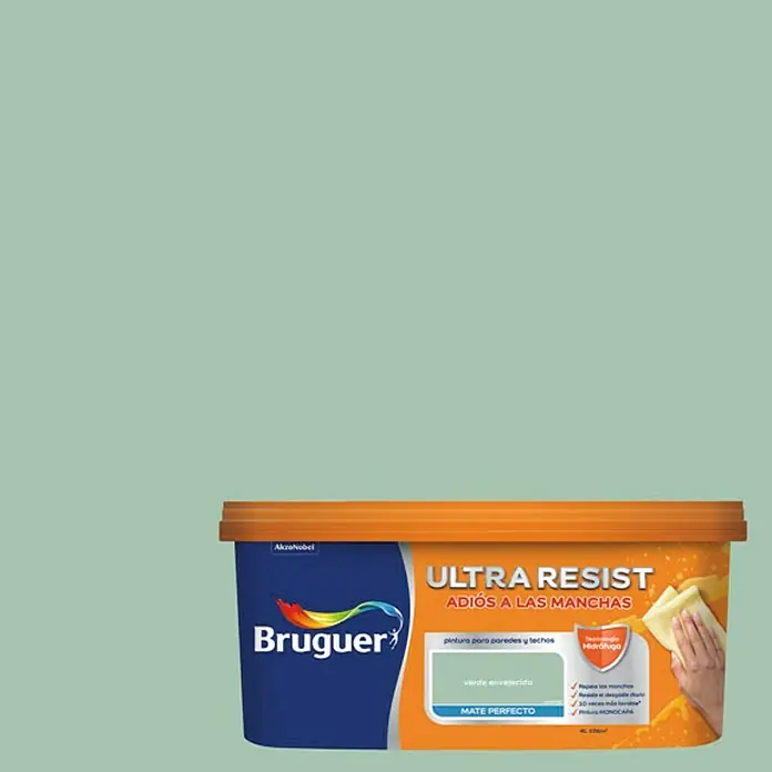Bruguer Ultra Resist Pintura para paredes - Verde envejecido, 4 l, Mate