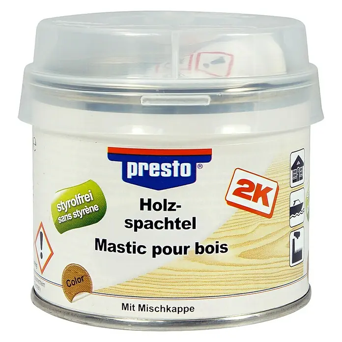 Presto Holzspachtel - Dunkelbraun, 250 g - Vorderansicht