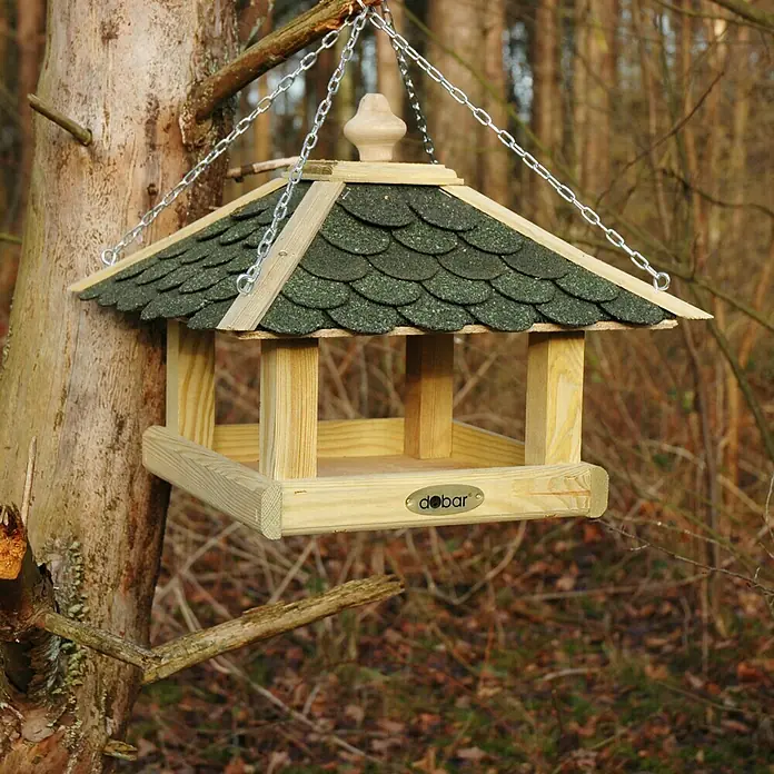 Dobar Vogelhaus - 39 x 39 x 30 cm, Natur/Grün, Holz - Stimmungsaufnahme