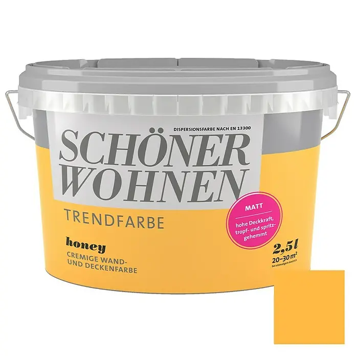 SCHÖNER WOHNEN-Farbe Wandfarbe Trendfarbe - Honey, 2,5 l, Matt, Konservierungsmittelfrei