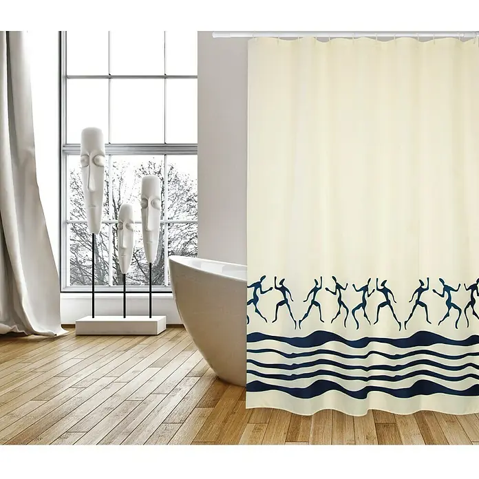 Venus Cortina de baño textil Zanzíbar - An x Al: 180 x 200 cm, Azul/Blanco - Foto ambiente
