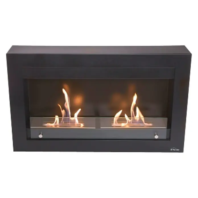 Purline Chimenea de bioetanol Etna - 90 x 16,5 x 54 cm, Nero - Vista frontal