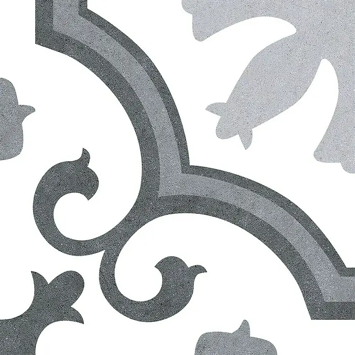 Feinsteinzeugfliese Vintage Lacour - 25 x 25 cm, Schwarz/Grau/Weiß, Matt - Vorderansicht