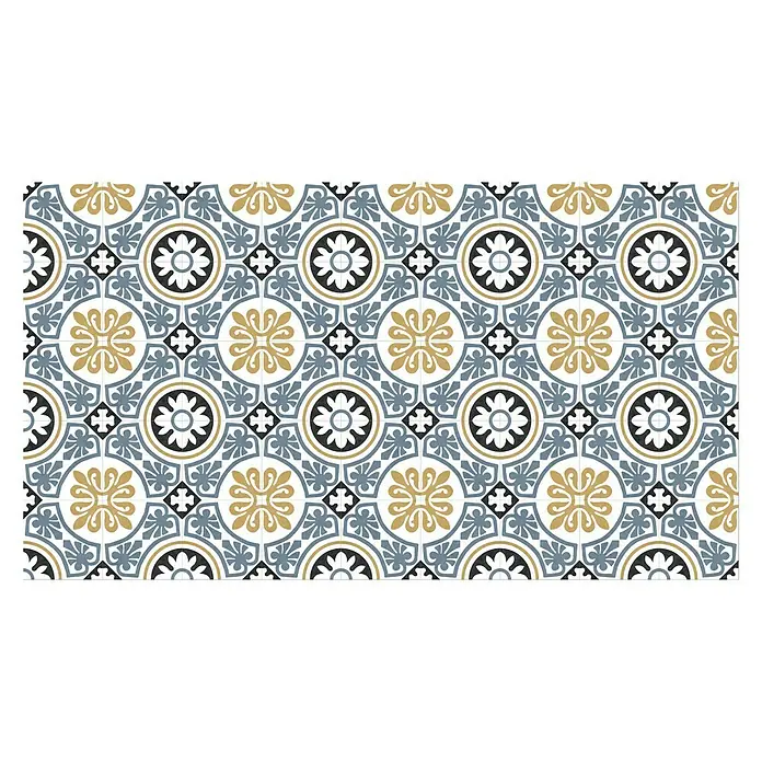 Feinsteinzeugfliese Vintage Tiena - 25 x 25 cm, Blau/Weiß/Schwarz/Braun, Matt - Vorderansicht