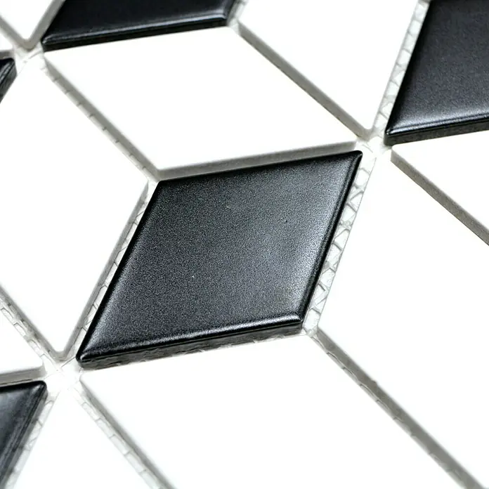 Mosaikfliese Würfel POV 09 - 26,6 x 30,5 cm, Weiß/Schwarz, Matt - Detailaufnahme