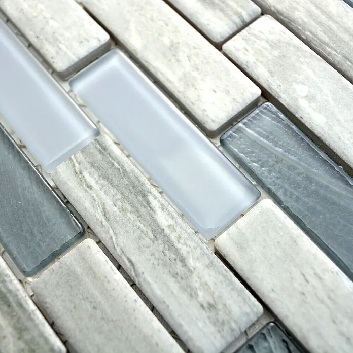 Mosaikfliese Stäbchen Trinity Mix TRB GR - 29,7 x 29 cm, Grau/Schwarz, Matt - Detailaufnahme