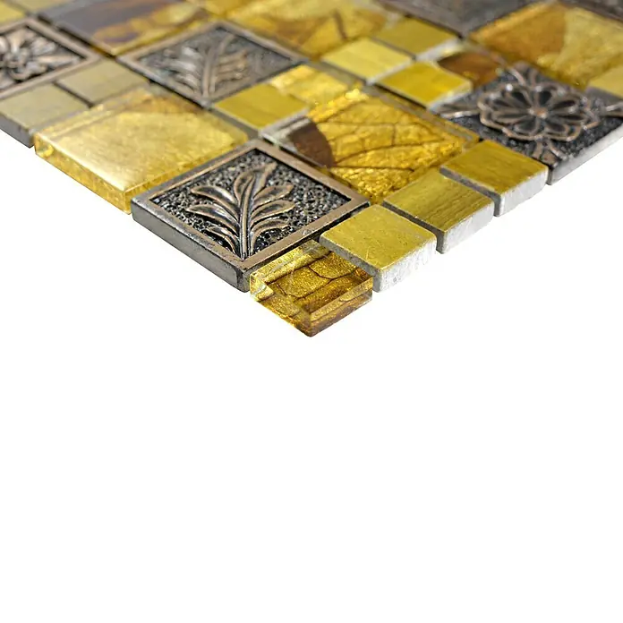 Mosaikfliese Crystal Mix XCM NIKO90 - 30 x 30 cm, Gold, Glänzend - Detailaufnahme