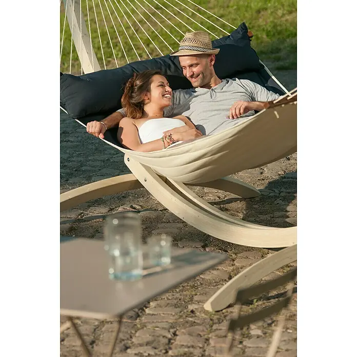 La Siesta Hamaca familiar Alabama Navy Blue - L x An: 400 x 140 cm, Azul - Producto en uso