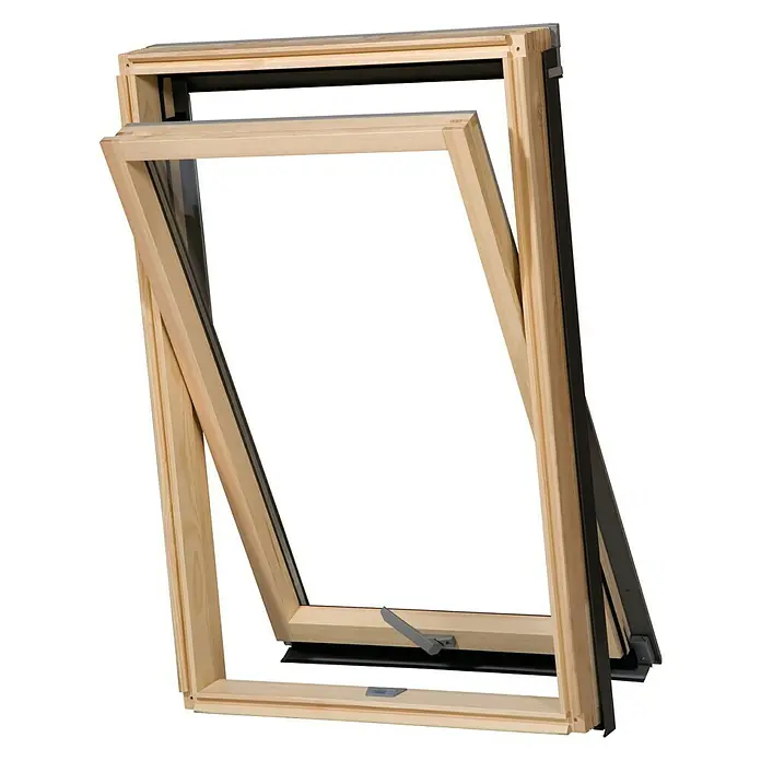 Solid Elements Basic Dachfenster - B x H: 78 mm x 117,8 cm, Holz, Grau/Anthrazit - Vorderansicht