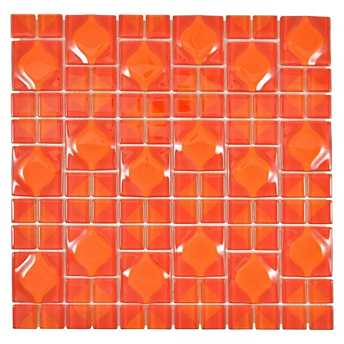Mosaikfliese Quadrat WAVY 25 - 30 x 30 cm, Rot, Glänzend - Ansicht von oben