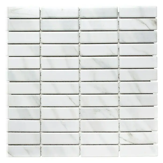 Mosaikfliese Stäbchen Uni ST SO 01 - 29,7 x 29 cm, Weiß, Matt - Ansicht von oben