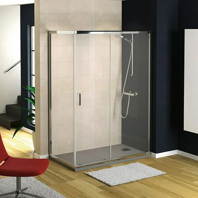 Torvisco Pieza lateral para mampara de ducha Niza - An x Al: 70 x 195 cm, 6 mm, Plata brillo