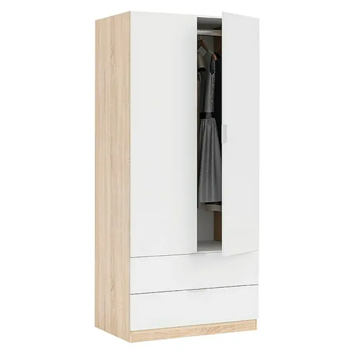 Armario para ropa LC1222F - L x An x Al: 52 x 81 x 180 cm, Blanco, Roble
