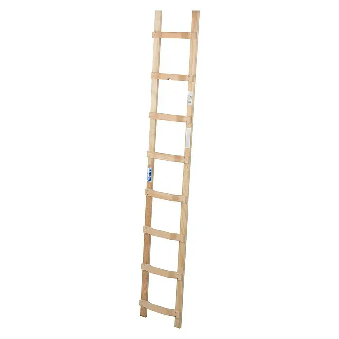 Krause Dachleiter - Länge: 2,25 m, 8 Sprossen, Holzart Holme: Schichtholz, Material Sprossen: Buchenholz - Linke Seitenansicht