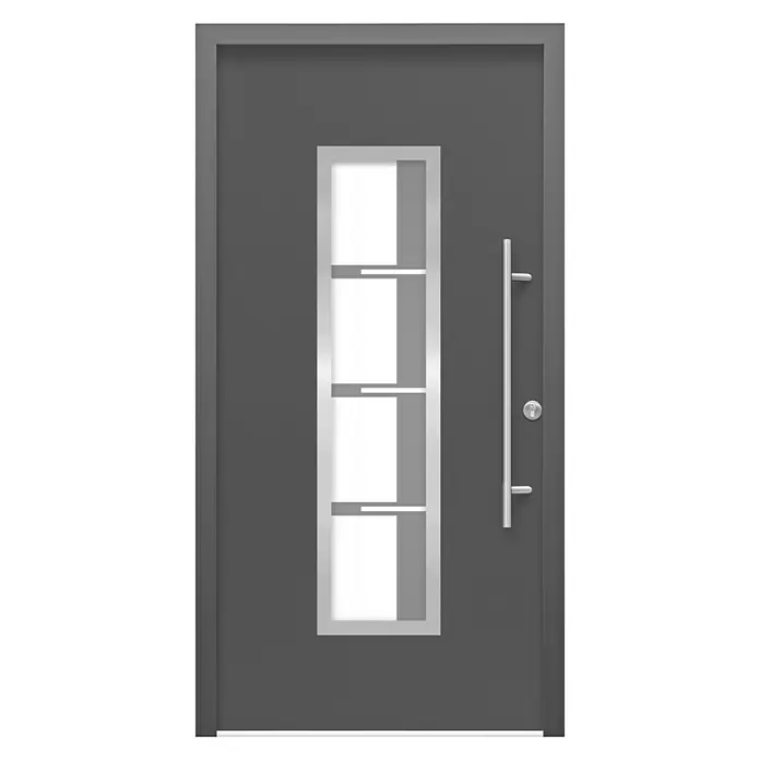 Splendoor Haustür Thermodoor SP40EA RC2 - 110 x 210 cm, DIN Anschlag: Rechts, Edel-Anthrazit - Vorderansicht