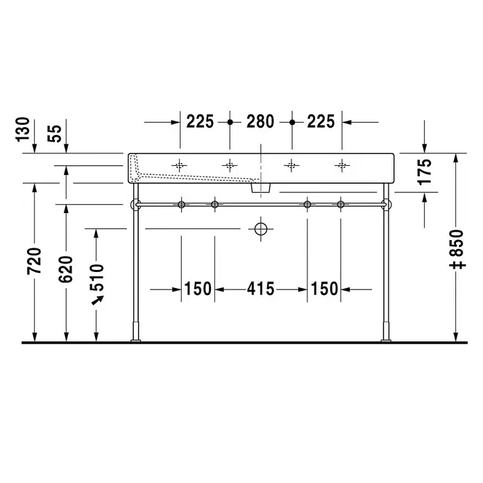 Duravit Vero Doppelwaschtisch - 120 x 47 cm, Mit schmutzabweisender Glasur, Hahnloch: Mitte, Mit Überlauf, Weiß, Ungeschliffen
