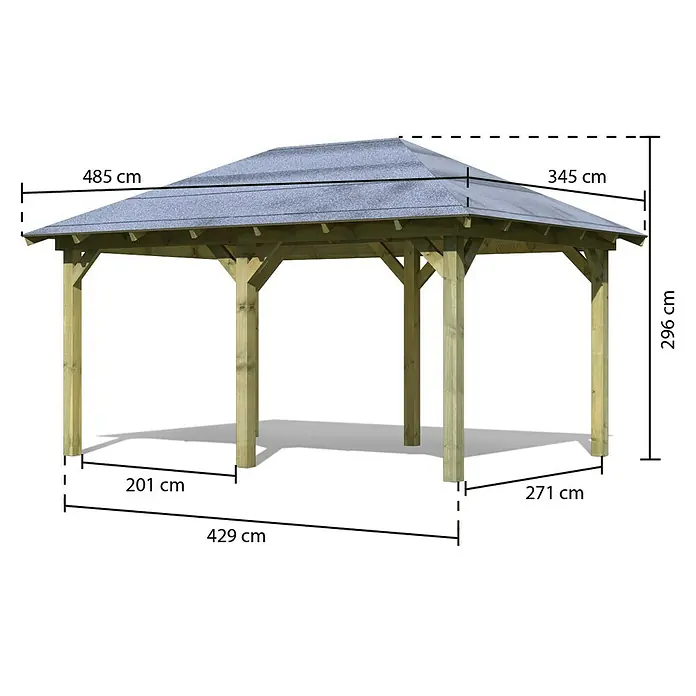 Karibu Pavillon Perida - 485 x 345 cm, Natur - Vorderansicht