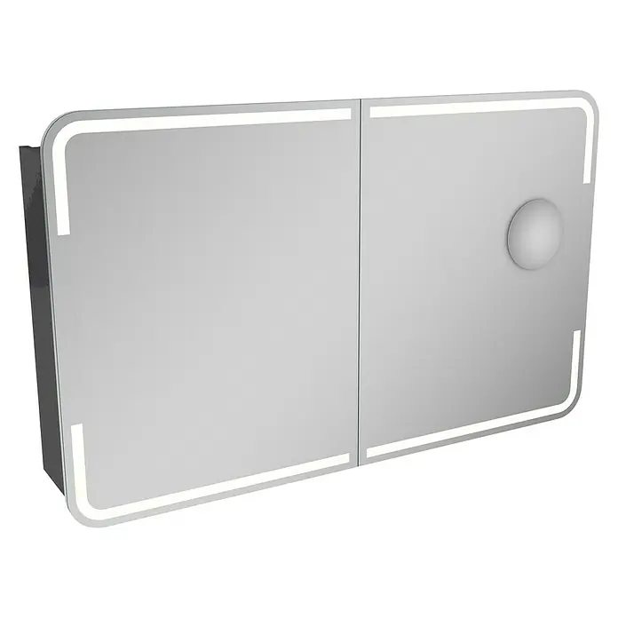 Camargue Stella LED-Spiegelschrank - B x H: 120 x 73,7 cm, Mit Beleuchtung, Mit abgerundeten Kanten, Spanplatte, Grafit - Linke Seitenansicht