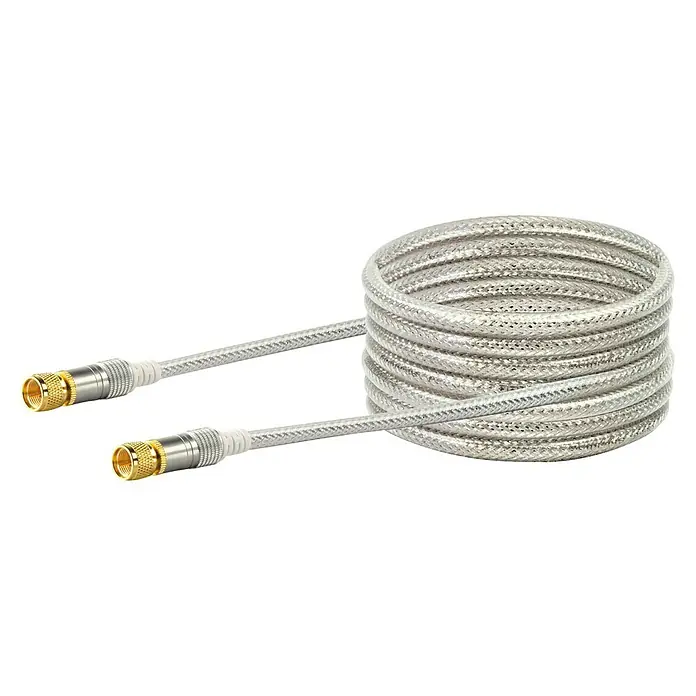 Schwaiger Priključni kabel za satelitsku antenu - 3 m, Srebrne boje, 110 dB, Pozlaćeni kontakti - Pogled sprijeda