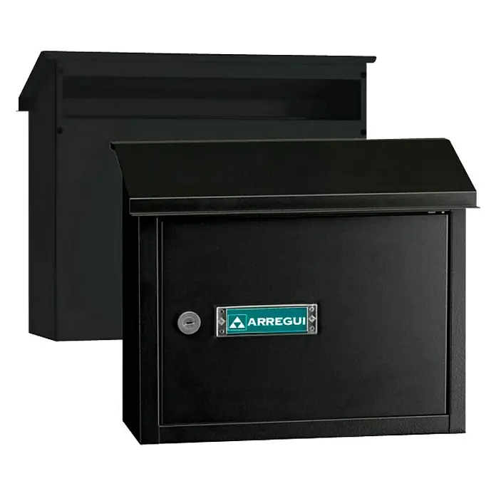Arregui Buzón de correo Maxi V-4070 - Acero, L x An x Al: 34,5 x 12,5 x 30 cm, Negro