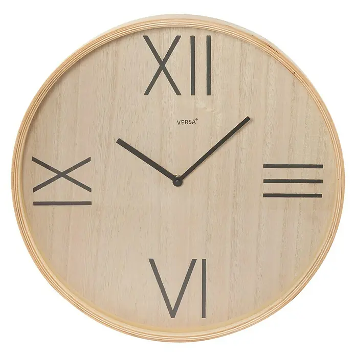 Reloj de pared redondo madera - Marrón, Diámetro: 40 cm