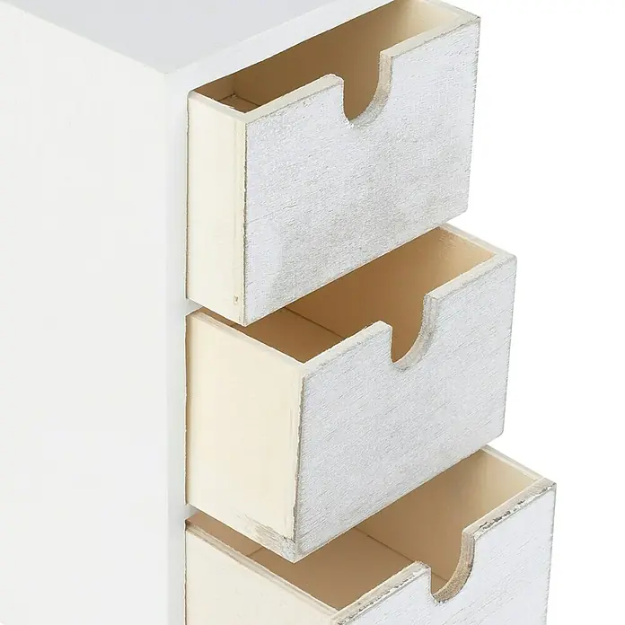 Caja de madera 3 cajones - 10 x 11 x 21 cm, Blanco