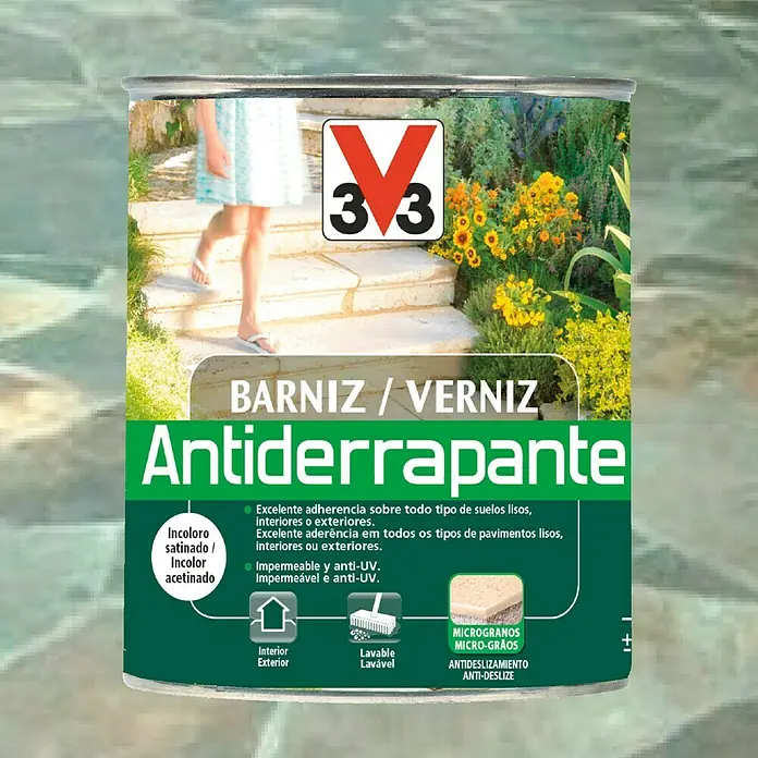 V33 Barniz Antiderrapante - Satinado, 2,5 l, Incoloro