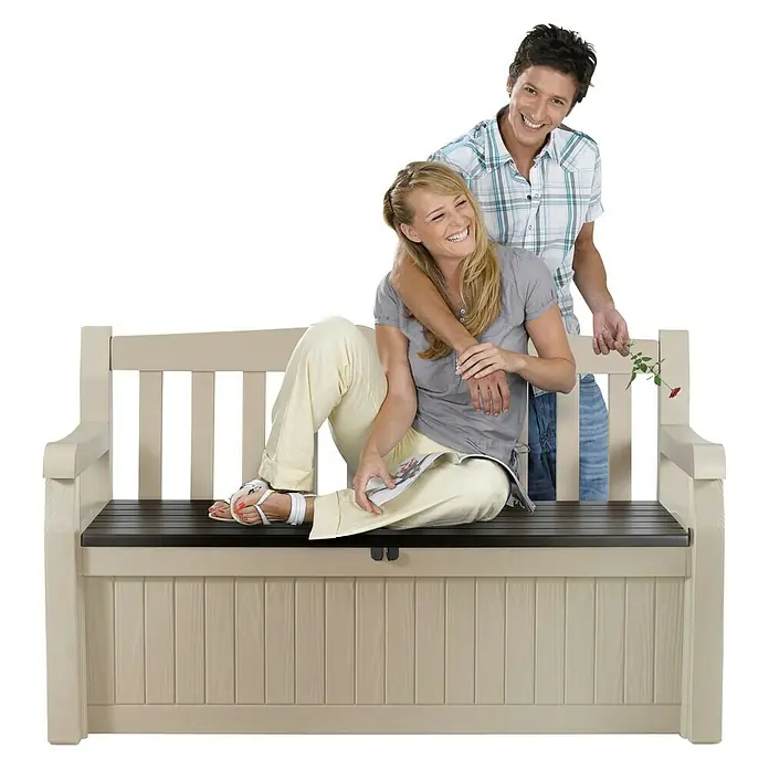 Keter Banco de jardín Eden - L x An x Al: 140 x 60 x 84 cm, Plástico, Beige/Marrón espresso