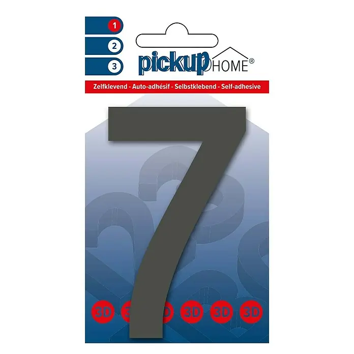 Pickup 3D Home Kućni broj Rio - Visina: 10 cm, Motiv: 7, Sive boje, Plastika, Samoljepljivo