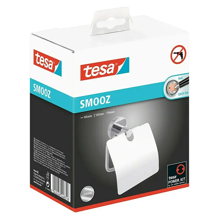 Tesa Smooz Toilettenpapierhalter - Mit Deckel, Chrom, Glänzend